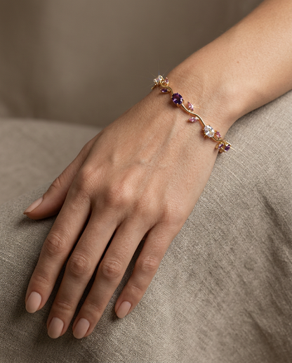 Bracelet Fleur de Cristal Plaqué Or